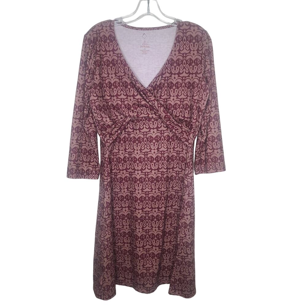 prAna maroon v-neck crossover athletic dress - medium